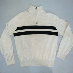 Nautica Men’s turtleneck Medium sweater cream and brown stripe